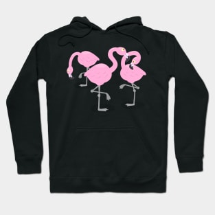 Cute pink flamingo trio cartoon illustration Hoodie